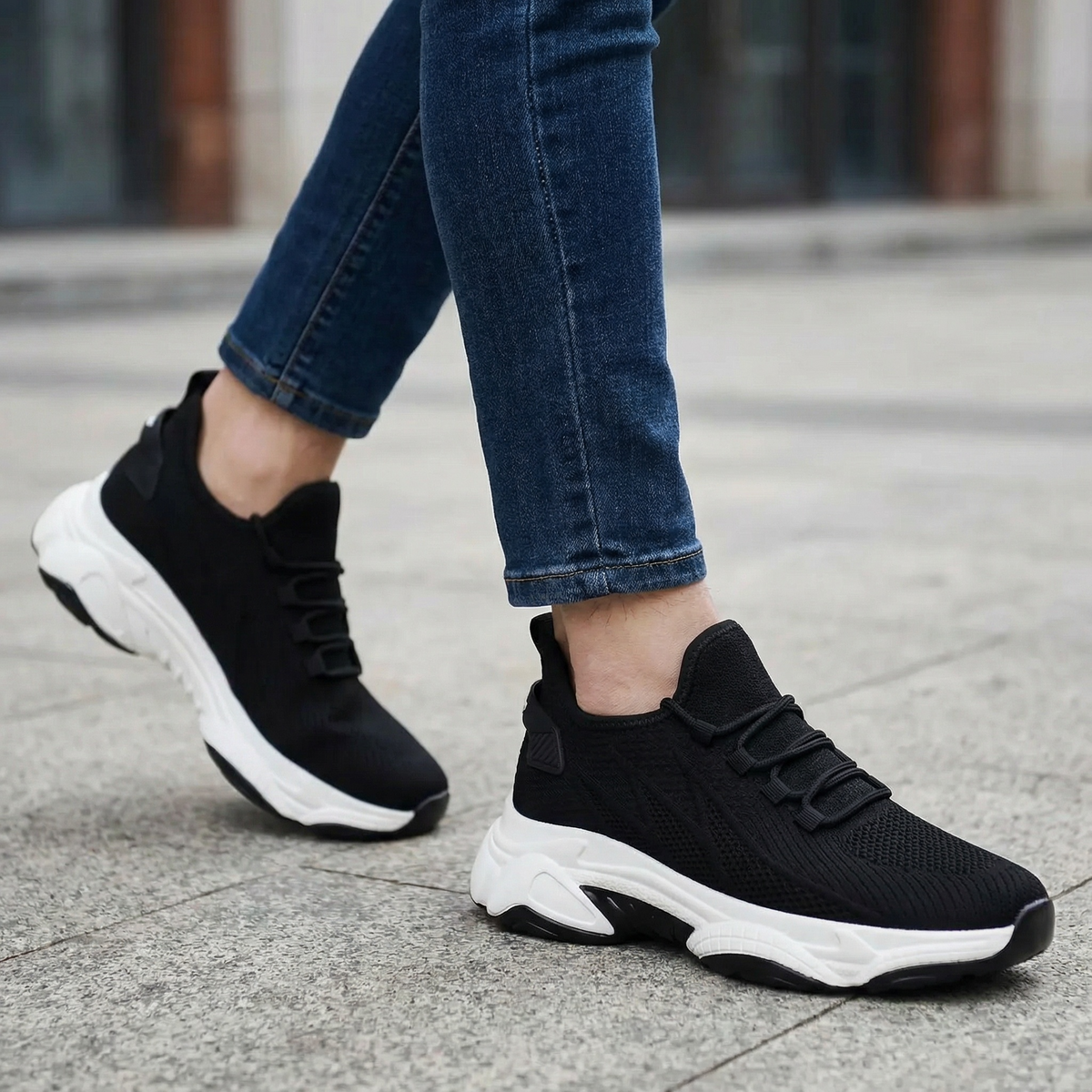 Velocity Stride Black — Men's Elevator Sneaker 7cm | Vizon