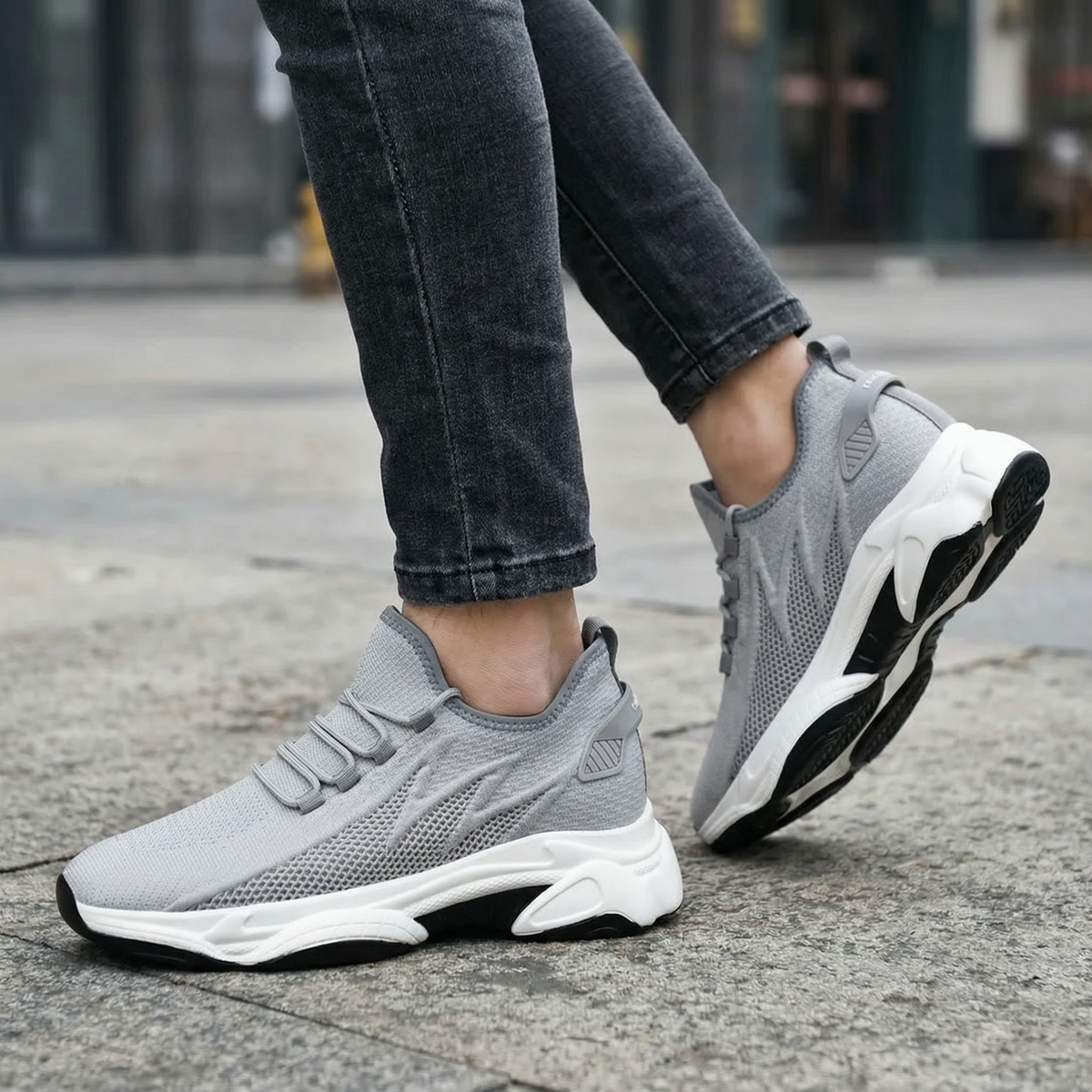 Velocity Stride Gray — Men's Elevator Sneaker 7cm | Vizon