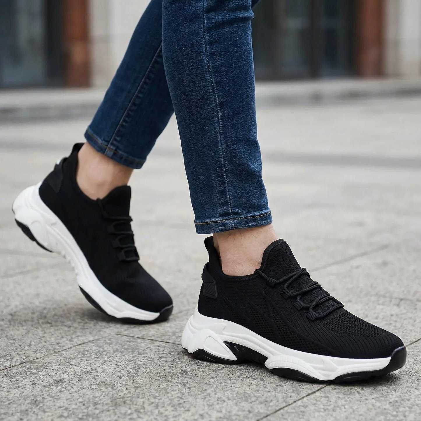Velocity Stride Black — Men's Elevator Sneaker 7cm | Vizon