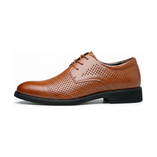 Cognac Lattice — Men's Elevator Dress Shoe 7cm | Vizon