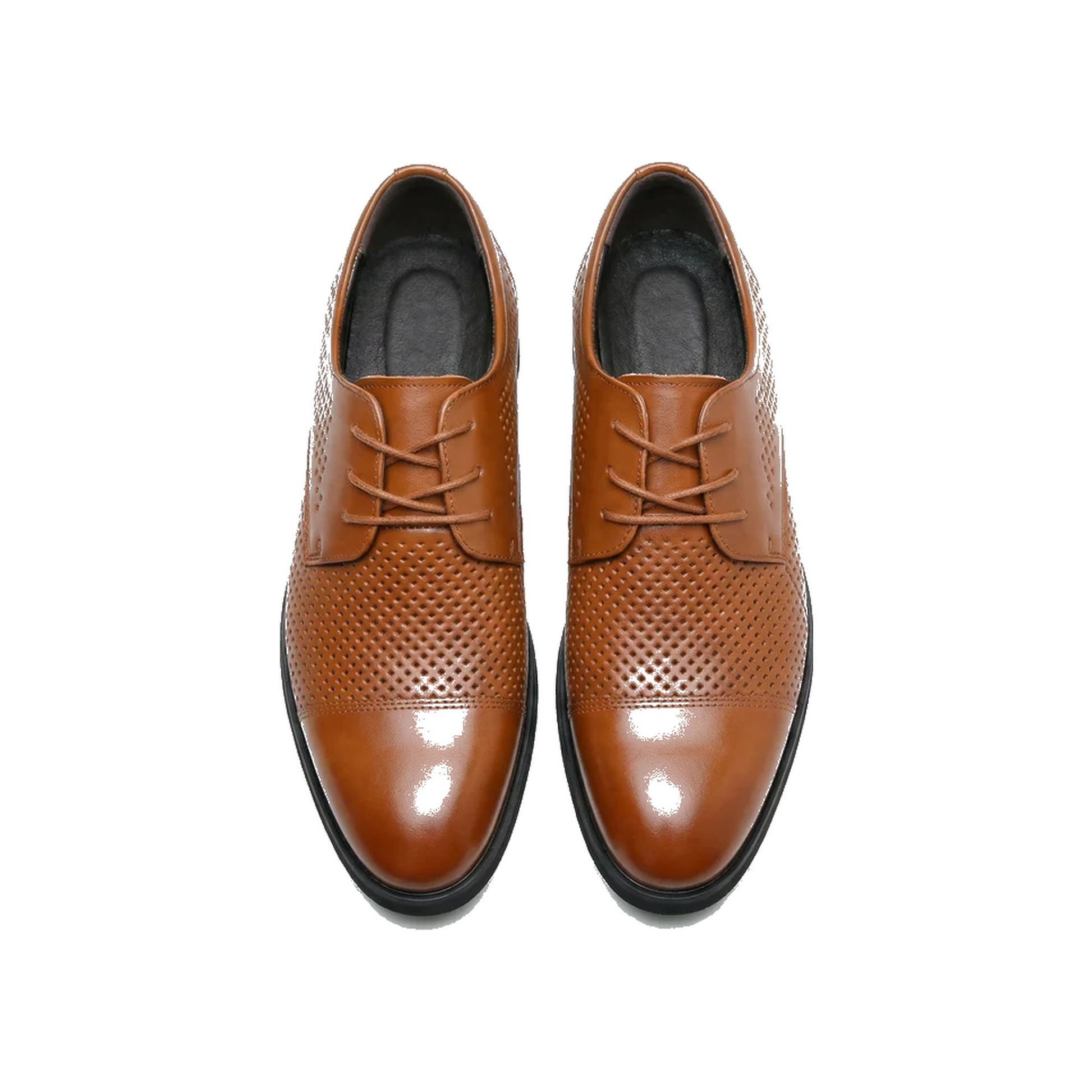Cognac Lattice — Men's Elevator Dress Shoe 7cm | Vizon
