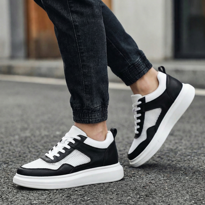 Apex Grid Noir — Men's Elevator Sneaker 7cm | Vizon