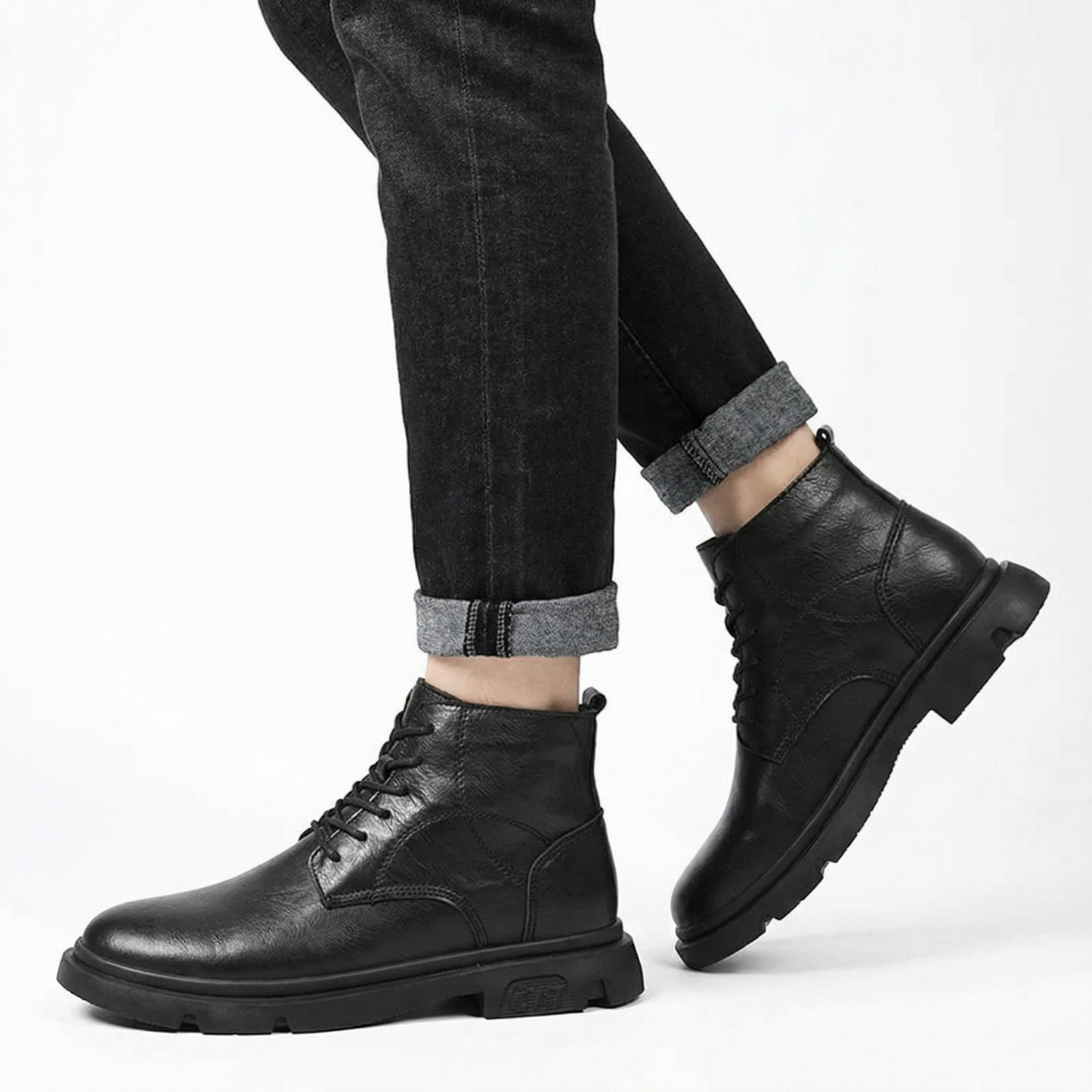 Everett Black — Men's Elevator Boot 7cm | Vizon