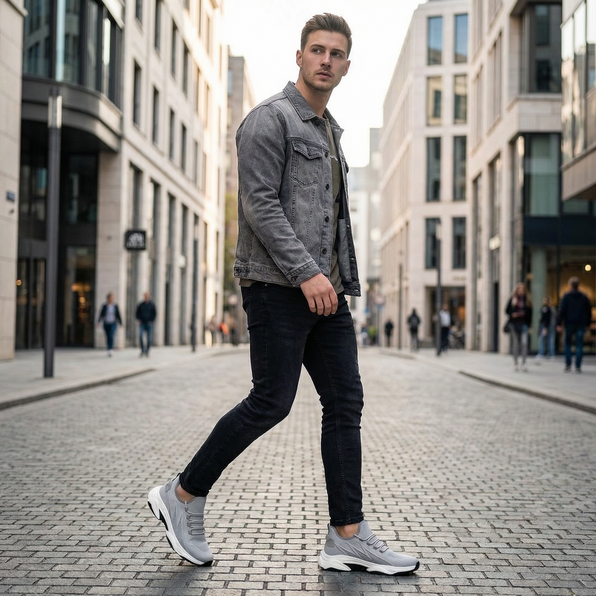 Velocity Stride Gray — Men's Elevator Sneaker 7cm | Vizon