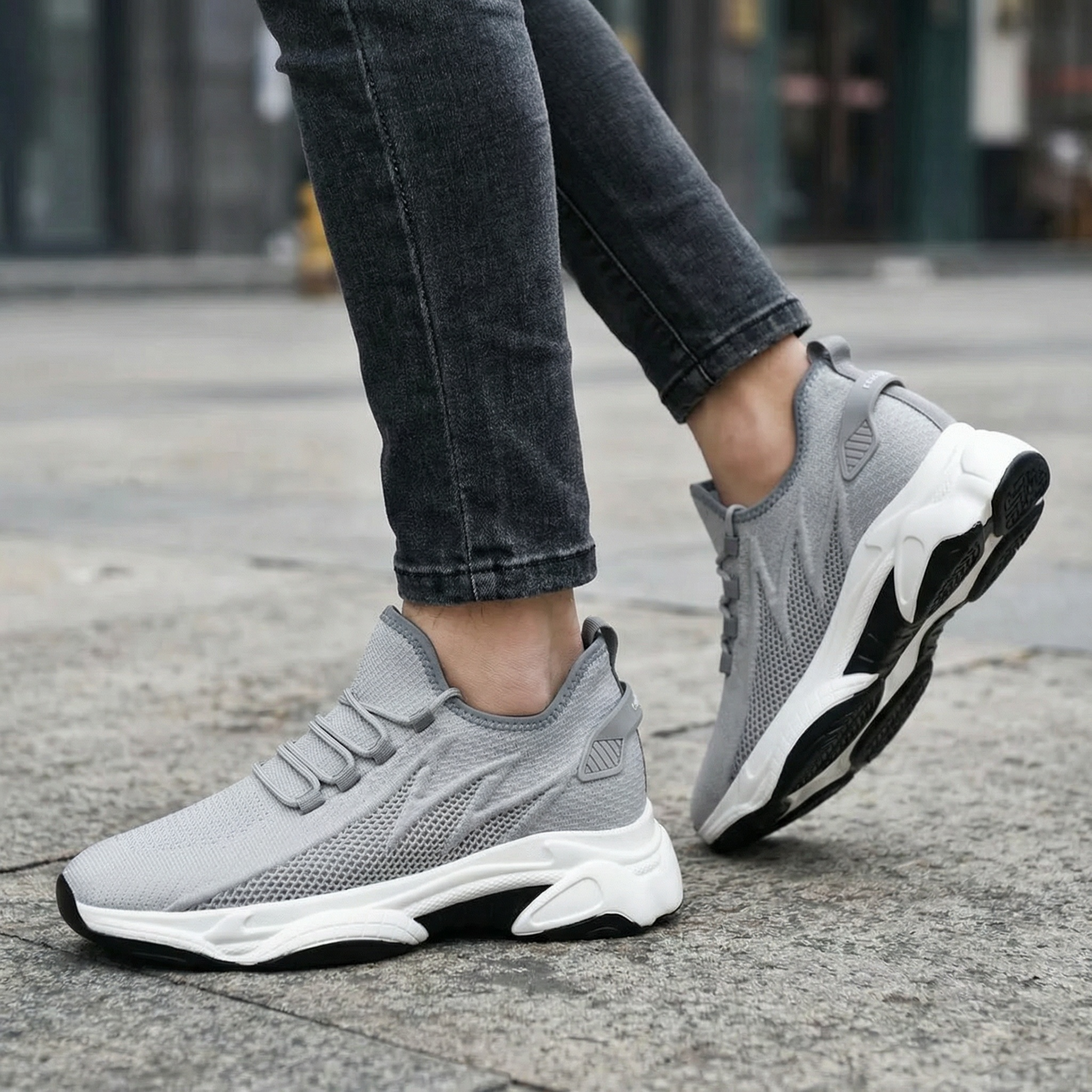 Velocity Stride Gray — Men's Elevator Sneaker 7cm | Vizon
