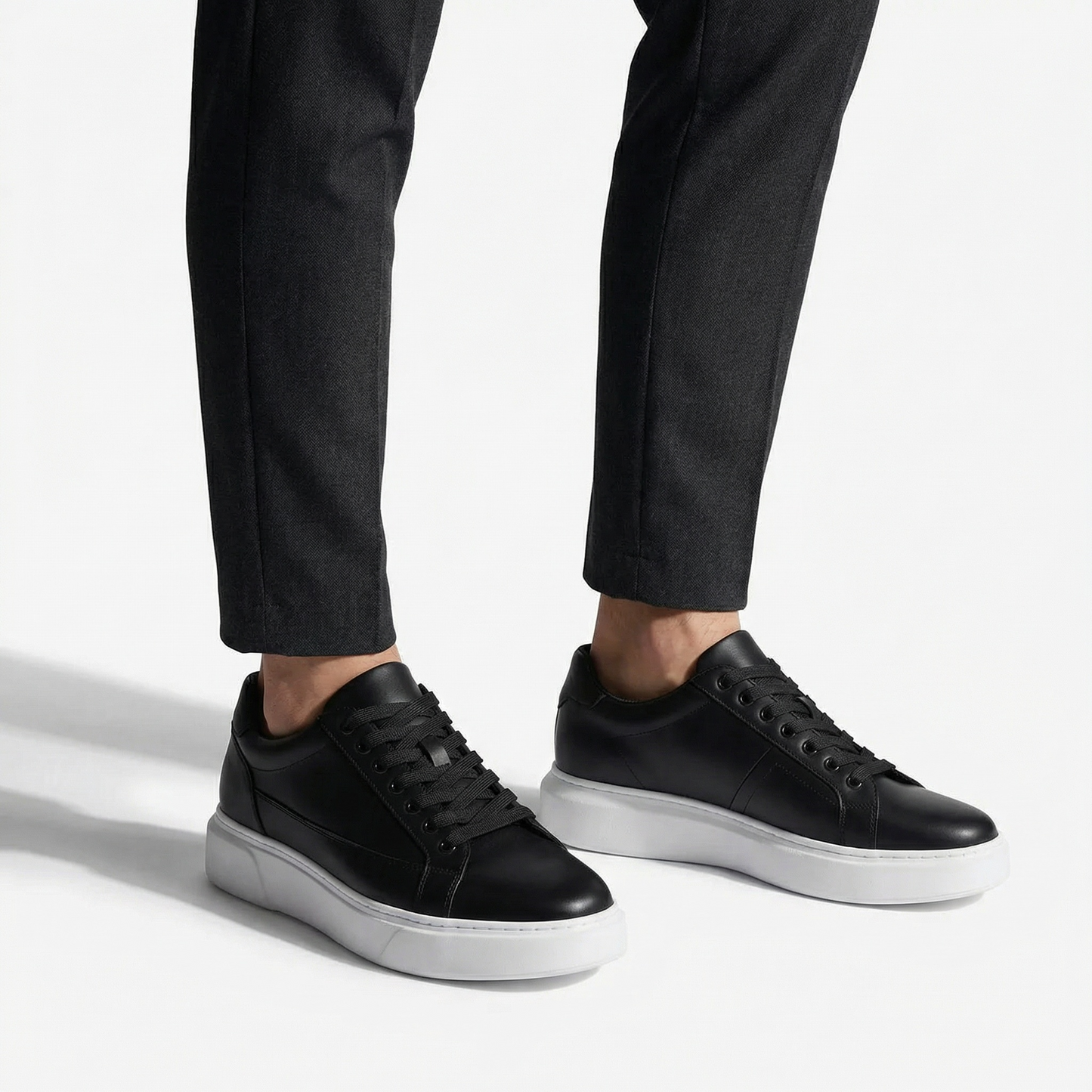 Vantage Court Noir — Men's Elevator Sneaker 7cm | Vizon