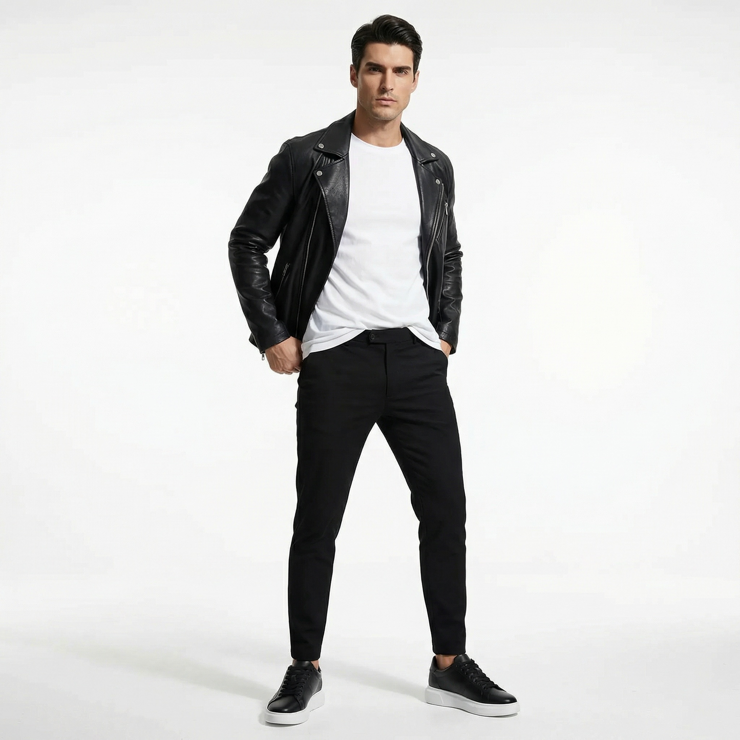 Vantage Court Noir — Men's Elevator Sneaker 7cm | Vizon