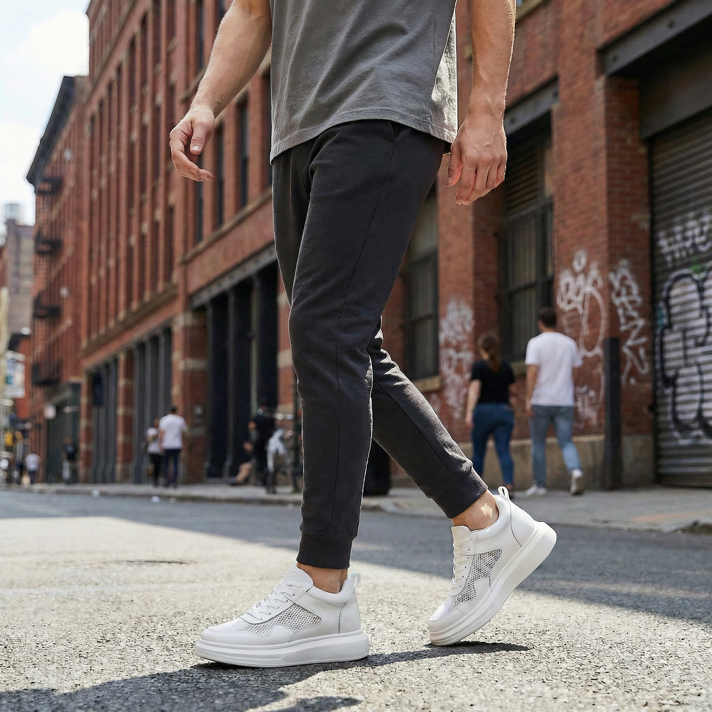 Apex Grid Blanc — Men's Elevator Sneaker 7cm | Vizon