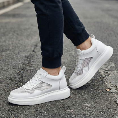 Apex Grid Blanc — Men's Elevator Sneaker 7cm | Vizon