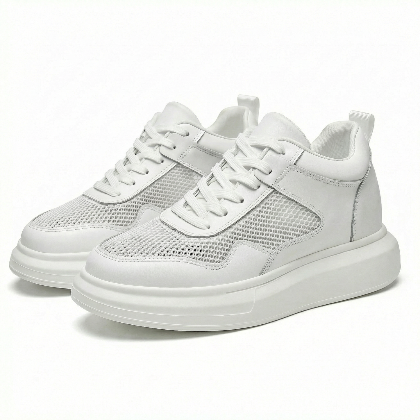 Apex Grid Blanc — Men's Elevator Sneaker 7cm | Vizon