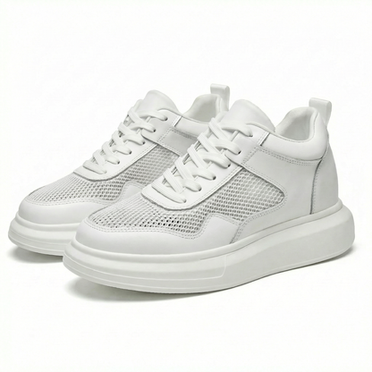 Apex Grid Blanc — Men's Elevator Sneaker 7cm | Vizon