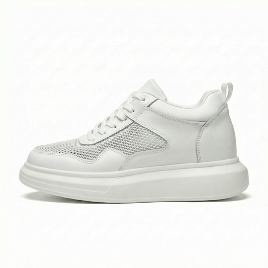 Apex Grid Blanc — Men's Elevator Sneaker 7cm | Vizon